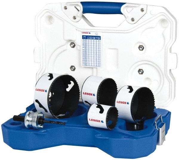 Lenox - 5 Piece, 2" to 4-1/8" Saw Diam, Contractor's Hole Saw Kit - Bi-Metal, Includes 4 Hole Saws - All Tool & Supply