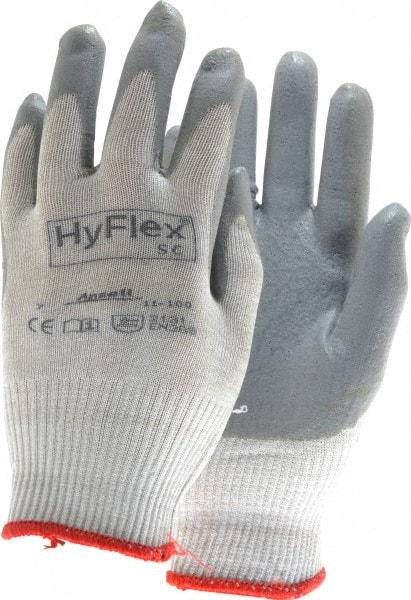 Ansell - Size S (7) Nitrile Coated X-Static Yarn General Protection Work Gloves - For Static Control, Palm & Fingers Coated, Knit Wrist Cuff, Full Fingered, Gray, Paired - All Tool & Supply