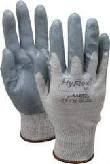 Ansell - Size L (9) Nitrile Coated X-Static Yarn General Protection Work Gloves - For Static Control, Palm & Fingers Coated, Knit Wrist Cuff, Full Fingered, Gray, Paired - All Tool & Supply