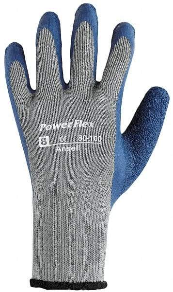 Ansell - Size S (7) Rubber Coated Cotton Blend General Protection Work Gloves - For General Purpose, Palm & Fingers Coated, Knit Wrist Cuff, Full Fingered, Gray/Blue, Paired - All Tool & Supply