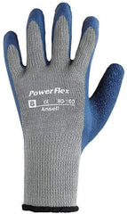 Ansell - Size M (8) Rubber Coated Cotton Blend General Protection Work Gloves - For General Purpose, Palm & Fingers Coated, Knit Wrist Cuff, Full Fingered, Gray/Blue, Paired - All Tool & Supply