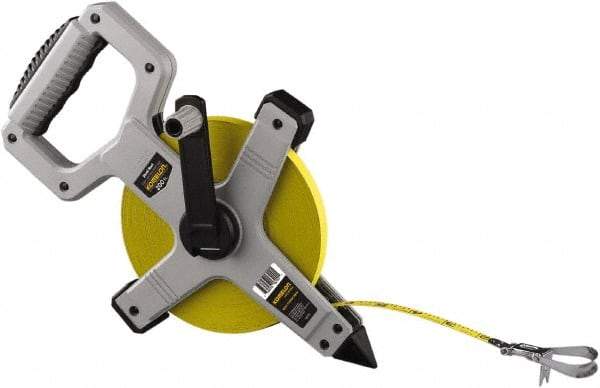 Komelon - 200' x 1/2" Yellow Steel Blade Tape Measure - 1/8" Graduation, Gray ABS Plastic Case - All Tool & Supply