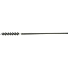 Brush Research Mfg. - 7/16" Diam Helical Steel Tube Brush - Single Spiral, 0.006" Filament Diam, 2-1/2" Brush Length, 12" OAL, 0.219" Diam Galvanized Steel Shank - All Tool & Supply