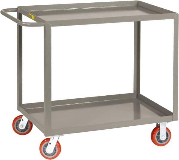 Little Giant - 2,000 Lb Capacity, 30" Wide x 66" Long x 36" High Shelf Cart - 2 Shelf, Steel, 2 Rigid/2 Swivel Casters - All Tool & Supply