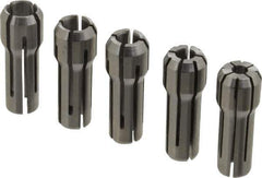 Parlec - 5 Piece, 1/8" to 1/4" Capacity, Double Angle Collet Set - Series DA300 - Exact Industrial Supply