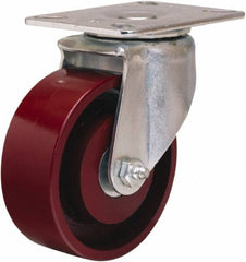 Hamilton - 4" Diam x 1-1/2" Wide x 5-1/16" OAH Top Plate Mount Swivel Caster - Cast Iron, 400 Lb Capacity, Straight Roller Bearing, 3-1/8 x 4-1/8" Plate - All Tool & Supply