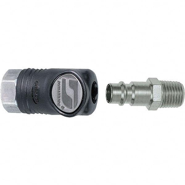 Dynabrade - 2 Piece 1/4" Body 1/4 NPT 150 psi Composite Industrial Pneumatic Coupling Plug Set - All Tool & Supply