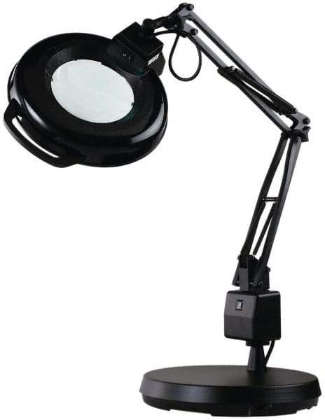 Electrix - 30 Inch, Spring Suspension, Desk Mounted, Fluorescent, Black, Magnifying Task Light - 22 Watt, 1.75x Magnification, 5 Inch Wide - All Tool & Supply