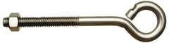 Gibraltar - 3/8-16, Stainless Steel Wire Turned Open Eye Bolt - 1-1/2" Thread Length, 3/4" ID x 1-13/32" OD, 3" Shank Length - All Tool & Supply