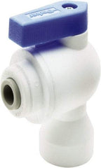 Parker - 1/4" Pipe, Full Port, Polypropylene Valve Female Elbow Ball Valve - Bi-Directional, Push-to-Connect x FNPT Ends, Wedge Handle, 150 WOG - All Tool & Supply