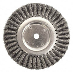 Weiler - 10" OD, 3/4" Arbor Hole, Knotted Steel Wheel Brush - 3/4" Face Width, 1-3/4" Trim Length, 0.014" Filament Diam, 4,500 RPM - All Tool & Supply