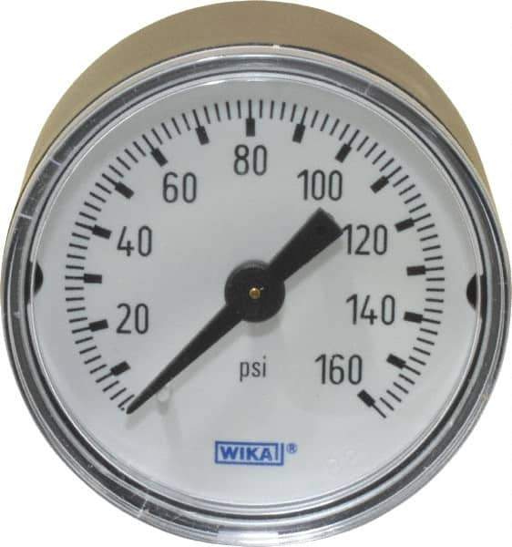 Wika - 1-1/2" Dial, 1/8 Thread, 0-160 Scale Range, Pressure Gauge - Center Back Connection Mount, Accurate to 3-2-3% of Scale - All Tool & Supply