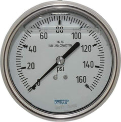 Wika - 4" Dial, 1/4 Thread, 0-160 Scale Range, Pressure Gauge - Lower Back Connection Mount, Accurate to 1% of Scale - All Tool & Supply