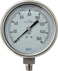 Wika - 4" Dial, 1/4 Thread, 0-160 Scale Range, Pressure Gauge - Lower Connection Mount, Accurate to 1% of Scale - All Tool & Supply