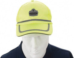 Ergodyne - Size Universal, General Purpose Baseball Cap - Lime Solid with Gray Stripe Pattern, Polyester - All Tool & Supply