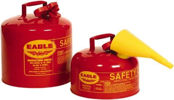 Eagle - 1 Gal Galvanized Steel Type I Safety Can - 8" High x 9" Diam, Red - All Tool & Supply