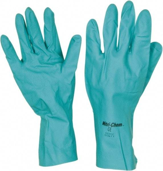 MCR Safety - Size 2XL (11), 13" Long, 15 mil Thick, Nitrile Chemical Resistant Gloves - Textured Finish, Straight Cuff, Green, FDA Approved - All Tool & Supply