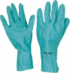 MCR Safety - Size 2XL (11), 13" Long, 15 mil Thick, Nitrile Chemical Resistant Gloves - Textured Finish, Straight Cuff, Green, FDA Approved - All Tool & Supply