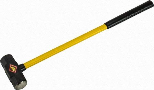 NUPLA - 8 Lb Head, 32" Long Sledge Hammer - Steel Head, 6-3/8" Long Head, Fiberglass Handle - All Tool & Supply