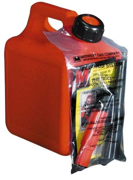 Made in USA - 1 Gal High Density Polyethylene Spill-Proof CARB Gas Can - 9-1/2" High x 7-1/2" Diam, Red - All Tool & Supply