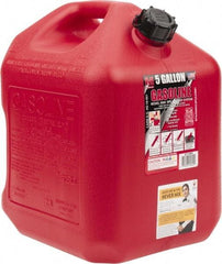 Made in USA - 5 Gal High Density Polyethylene Spill-Proof CARB Gas Can - 16" High x 10-3/4" Diam, Red - All Tool & Supply