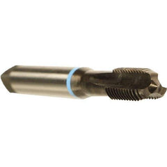 Emuge - 3/8-24 UNF 2BX 4 Flute Nitride Finish Cobalt Straight Flute Machine Tap - Modified Bottoming, Right Hand Thread, 2-15/16" OAL, 0.709" Thread Length, Oversize - All Tool & Supply