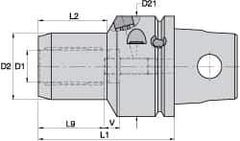 Kennametal - KM63XMZ Modular Connection, 32mm Hole Diam, Hydraulic Tool Holder/Chuck - 60mm Nose Diam, 100mm Projection, 51mm Clamp Depth, 15,000 RPM, Through Coolant - Exact Industrial Supply