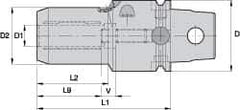 Kennametal - KM63UT Modular Connection, 32mm Hole Diam, Hydraulic Tool Holder/Chuck - 60mm Nose Diam, 100mm Projection, 51mm Clamp Depth, 15,000 RPM, Through Coolant - Exact Industrial Supply