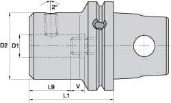 Kennametal - KM63XMZ Modular Connection, 0.315" Inside Hole Diam, 2.5591" Projection, Whistle Notch Adapter - Through Coolant - Exact Industrial Supply