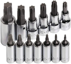 SK - 13 Piece 1/4, 3/8 & 1/2" Drive Torx Bit Socket Set - T8 to T60 Torx - All Tool & Supply