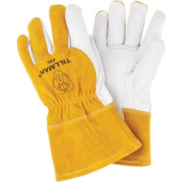 TILLMAN - Welder's & Heat Protective Gloves - MED WT GLD/WHT LRG 1PR COWHD/GOATSK MIG WELD GLV - All Tool & Supply