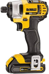 DeWALT - 20 Volt, 1/4" Drive, 117 Ft/Lb Torque, Cordless Impact Driver - Pistol Grip Handle, 2800 RPM, 2 Lithium-Ion Batteries Included - All Tool & Supply