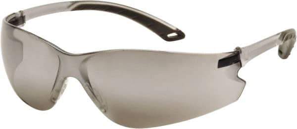 PYRAMEX - Silver Mirror Lenses, Frameless Safety Glasses - Scratch Resistant, Silver Mirror Polycarbonate Frame, Size Universal, Wrap Around - All Tool & Supply