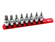 8 Piece - Hex Inch Socket Set - 1/8 - 3/8" On Rail - 3/8" Square Drive with 1/4" Replaceable Hex Bit - All Tool & Supply