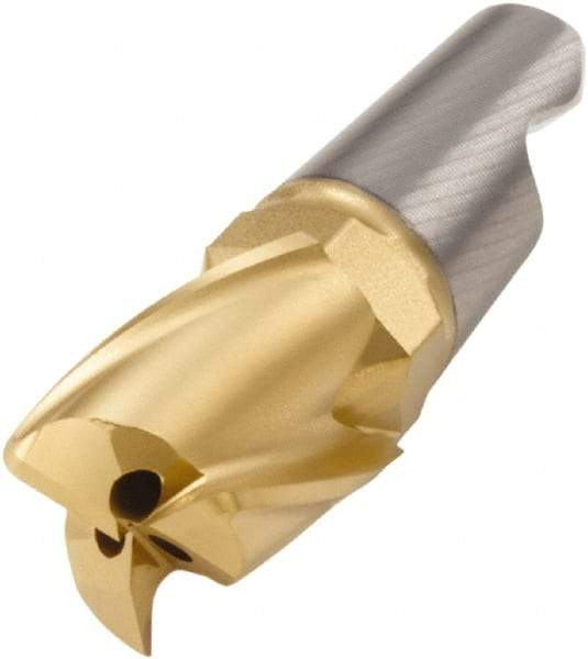 Seco - MM16 E06 Grade F30M Carbide End Milling Tip Insert - TiAlN/TiN Finish, 3 Flutes, 0.63" Cutting Diam, 0.758" Depth of Cut, 0.965" Extension, 0.039" Cnr Rad - All Tool & Supply