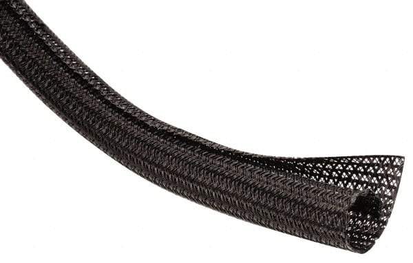 Techflex - Black Braided Cable Sleeve - 200' Coil Length, -103 to 257°F - All Tool & Supply