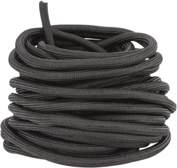 Techflex - Black Braided Cable Sleeve - 75' Coil Length, -103 to 257°F - All Tool & Supply