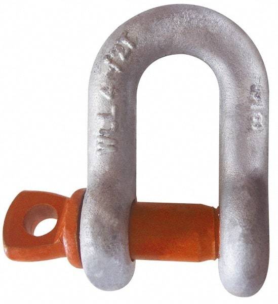 CM - 1/4" Nominal Chain Size, 0.75 Ton Carbon Steel Screw Chain Shackle - 13/32" Diam, 9/32" Pin Diam, 15/32" Wide Inside Jaw, 15/32" Inside Width - All Tool & Supply