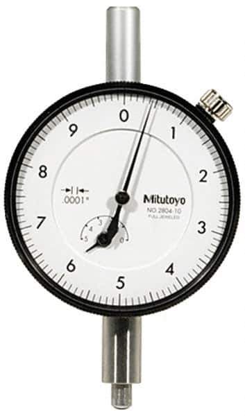 Mitutoyo - 1mm Range, 0-10-0 Dial Reading, 0.001mm Graduation Dial Drop Indicator - 57mm Dial, 0.2mm Range per Revolution, 0.004mm Accuracy, Revolution Counter - All Tool & Supply