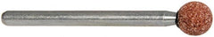 Made in USA - 1/4" Head Diam x 1/4" Thickness, B125, Ball End, Aluminum Oxide Mounted Point - All Tool & Supply