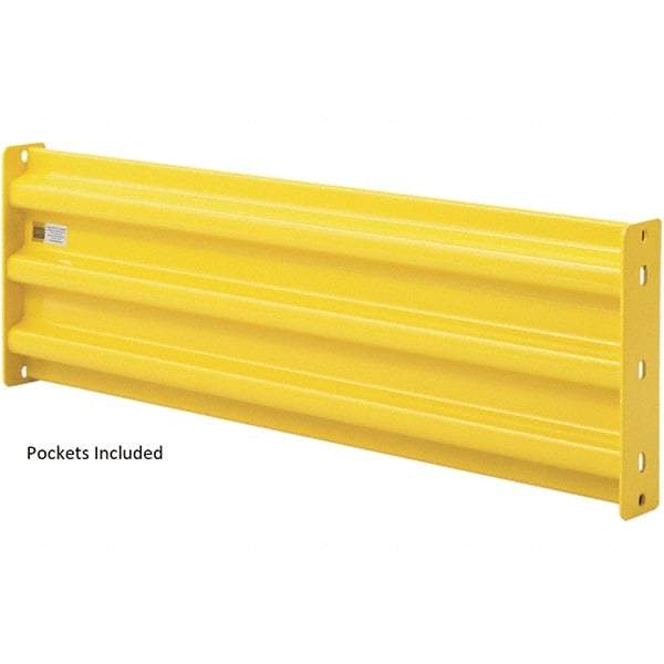 Steel King - 7' Long x 14" High, Yellow Steel Straight Heavy Duty Guard Rail - 3 Rails Accommodated, 2-1/2" Deep, 54 Lb - All Tool & Supply