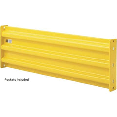 Steel King - 7' Long x 14" High, Yellow Steel Straight Heavy Duty Guard Rail - 3 Rails Accommodated, 2-1/2" Deep, 54 Lb - All Tool & Supply