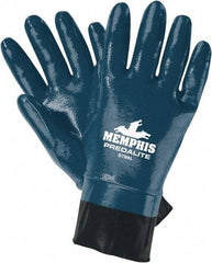 MCR Safety - Size XL (10), 11" Long, 15 mil Thick, Supported, Nitrile Chemical Resistant Gloves - Smooth Finish, Interlock Knit Lined, Safety Cuff, Blue - All Tool & Supply