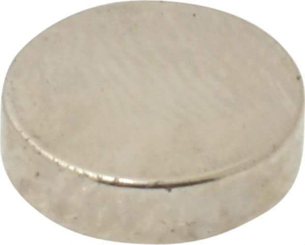 Mag-Mate - 3/8" Diam x 0.1" High Neodymium Rare Earth Magnet - 2 Lb Max Capacity, 200°F Max, Nickel Plated - All Tool & Supply