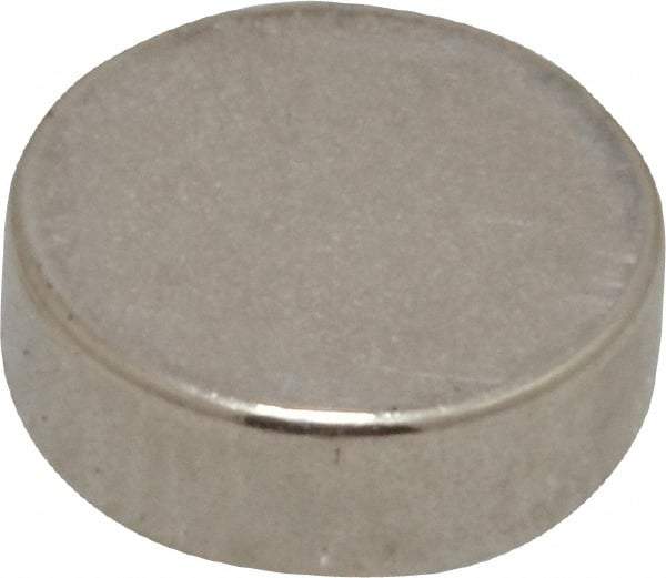 Mag-Mate - 3/8" Diam x 1/8" High Neodymium Rare Earth Magnet - 2.6 Lb Max Capacity, 200°F Max, Nickel Plated - All Tool & Supply