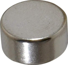 Mag-Mate - 3/8" Diam x 3/16" High Neodymium Rare Earth Magnet - 4.5 Lb Max Capacity, 200°F Max, Nickel Plated - All Tool & Supply