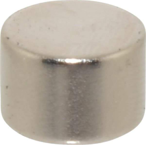 Mag-Mate - 3/8" Diam x 1/4" High Neodymium Rare Earth Magnet - 4.6 Lb Max Capacity, 200°F Max, Nickel Plated - All Tool & Supply