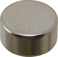 Mag-Mate - 1/2" Diam x 1/4" High Neodymium Rare Earth Magnet - 6.5 Lb Max Capacity, 200°F Max, Nickel Plated - All Tool & Supply