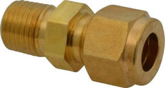 Parker - 3/8" OD, Brass Male Connector - 2,300 Max Working psi, 5/8" Hex, Comp x MNPT Ends - All Tool & Supply