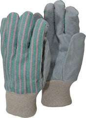 PRO-SAFE - Size S (7) Split Cowhide General Protection Work Gloves - For Work & Driver, Uncoated, Knit Wrist Cuff, Full Fingered, Gray/Green/Pink, Paired - All Tool & Supply